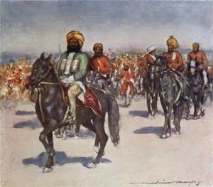 Cavalieri nativi nella rassegna dei servitori nativi da Mortimer Ludington Menpes